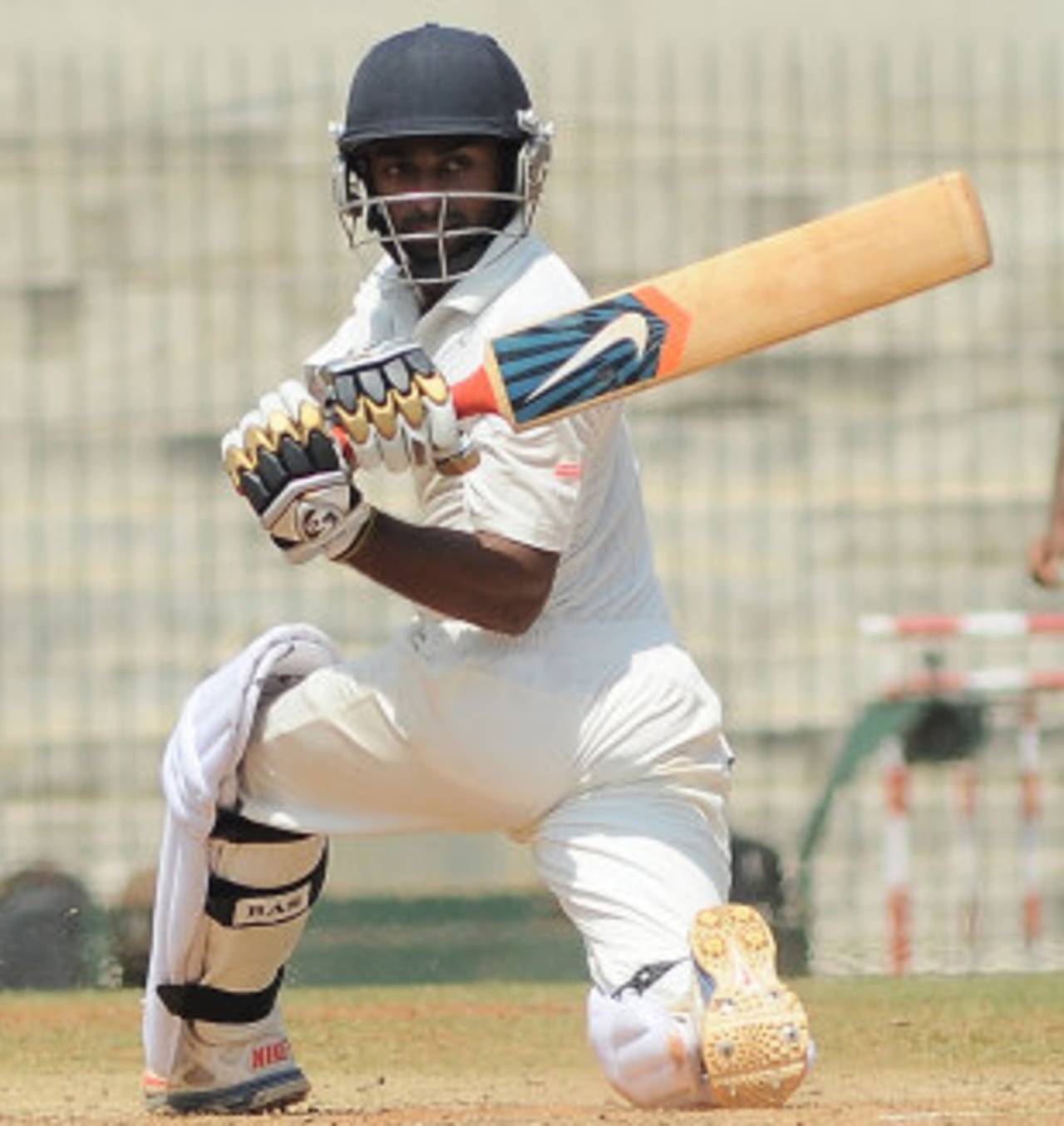 Ankit Bawne goes for the sweep, South Zone v West Zone, Duleep Trophy, Day 3, Chennai, October 5, 2013