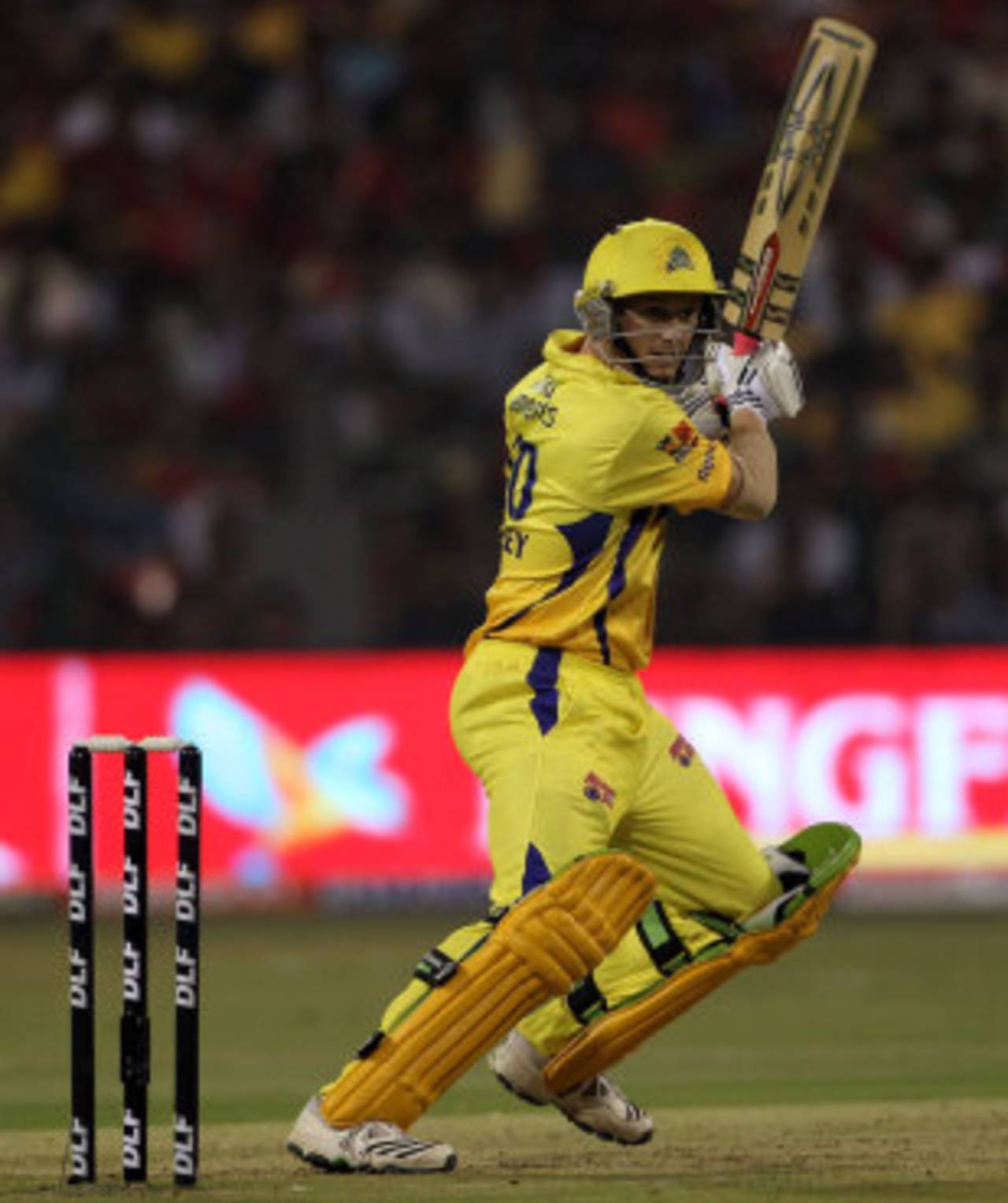 George Bailey cuts away to the off side, Chennai Super Kings v Royal Challengers Bangalore, IPL 2010, March 23, 2010, Chennai