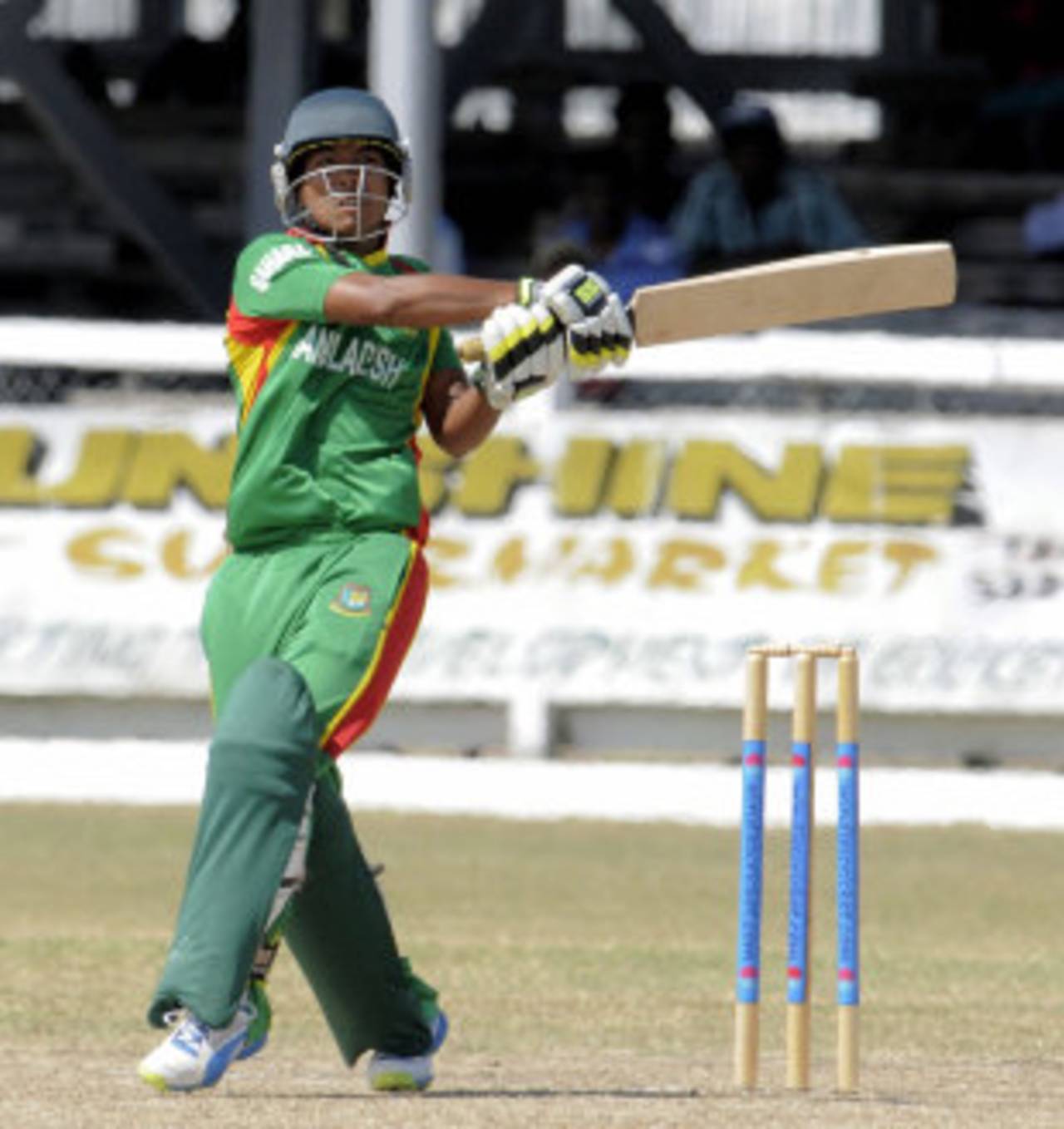 Joyraz Sheik plays a pull, West Indies Under-19s v Bangladesh Under-19s, Youth ODI Series, Guyana, October 19, 2013