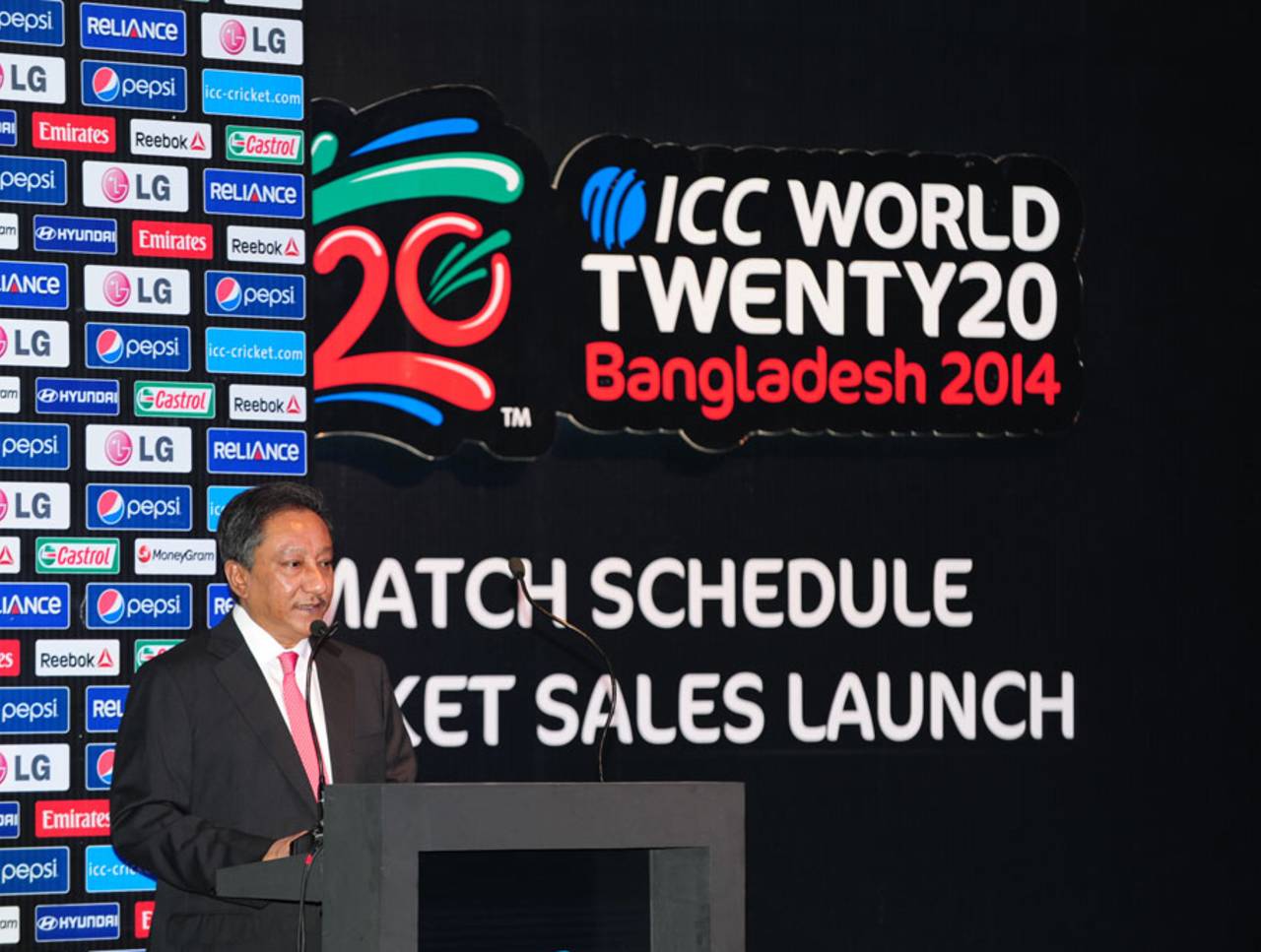 BCB president Nazmul Hassan at the announcement of the World T20 fixtures and venues, Dhaka, October 27, 2013