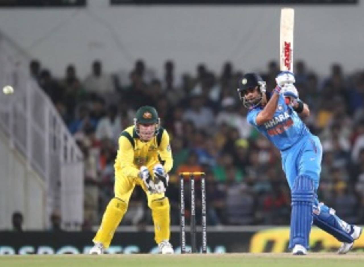 Virat Kohli drives inside out, India v Australia, 6th ODI, Nagpur, October 30, 2013