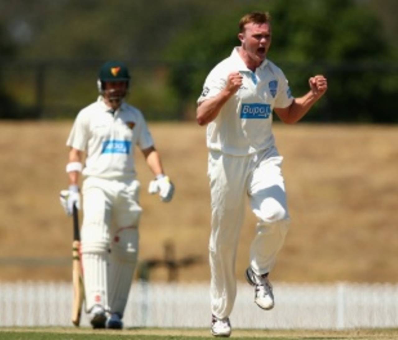 Doug Bollinger ended day two with six wickets, New South Wales v Tasmania, Sheffield Shield, 2nd day, October 31, 2013