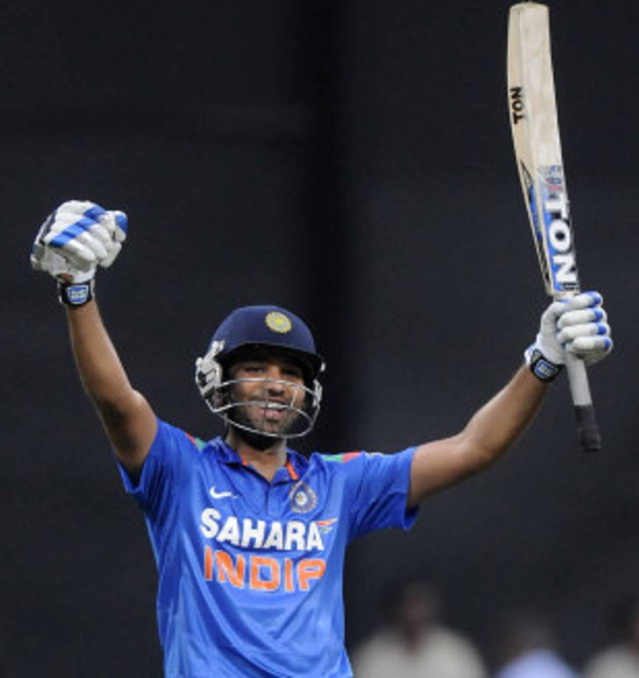 Rohit Sharma celebrates his double-century off 156 balls, India v Australia, 7th ODI, Bangalore, November 2, 2013