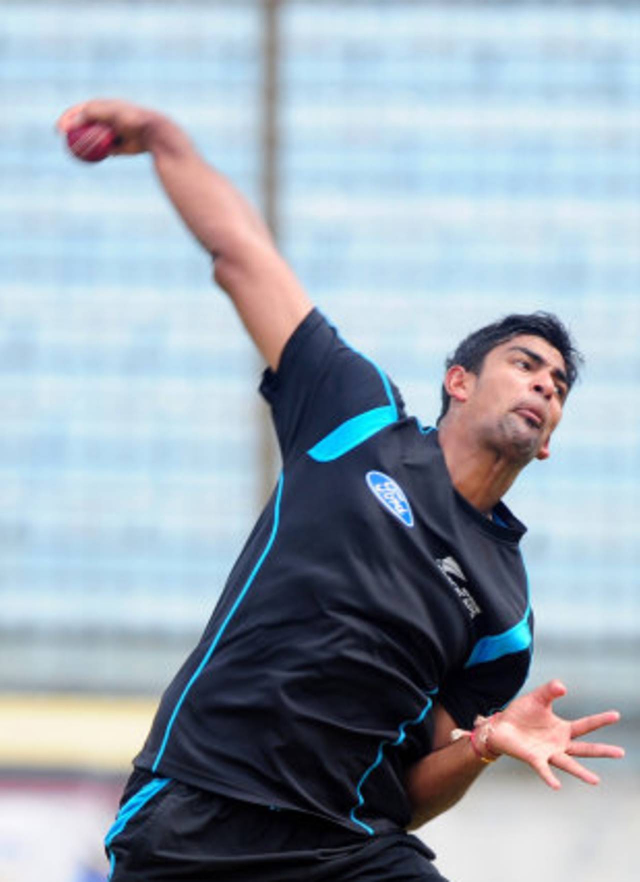 Ish Sodhi at a training session at the Zahur Ahmed Chowdhury Stadium in Chittagong, October 7, 2013