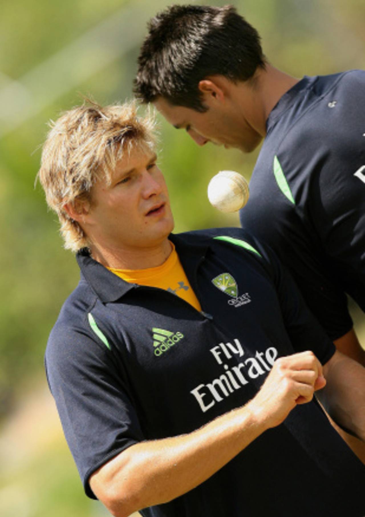 Shane Watson and Mitchell Johnson bowl in the nets, Grenada, 2007 World Cup, April 18, 2007