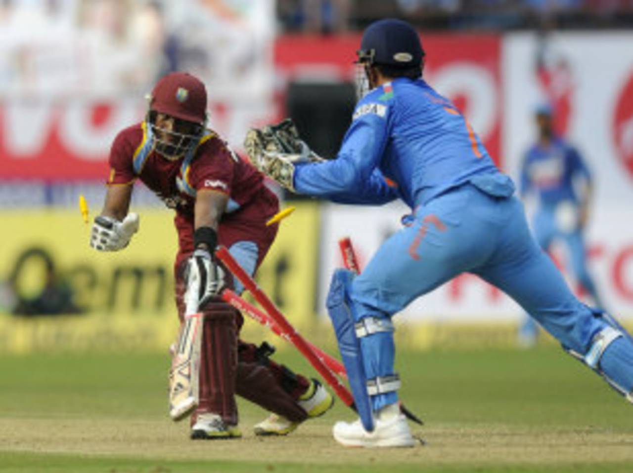 Dwayne Bravo was stumped for 24, India v West Indies, 1st ODI, Kochi, November 21, 2013