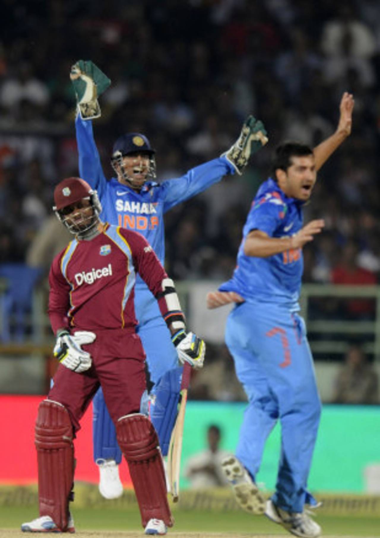 Marlon Samuels was caught behind by MS Dhoni for 8, India v West Indies, 2nd ODI, Visakhapatnam, November 24, 2013
