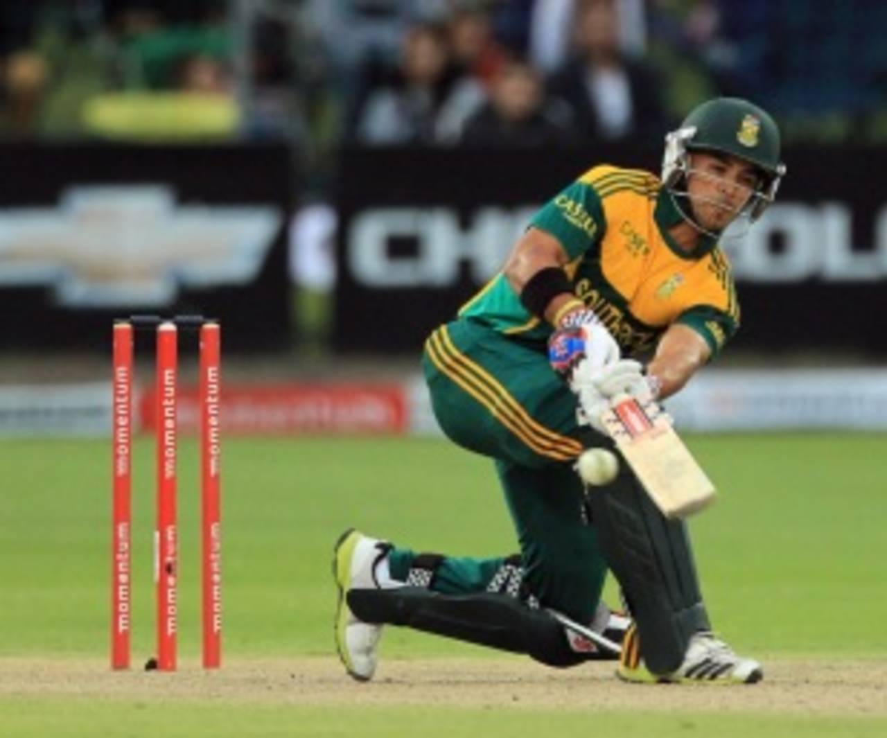 JP Duminy attempts to guide the ball fine on the leg side, South Africa v Pakistan, 2nd ODI, Port Elizabeth, November 27, 2013