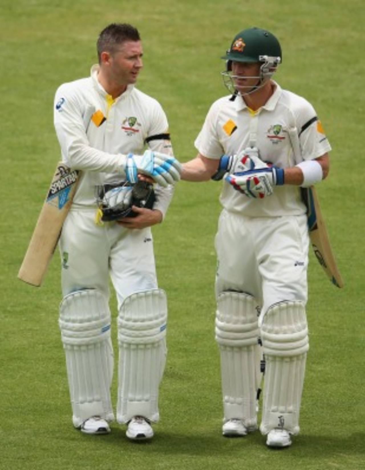 Michael Clarke and Brad Haddin combined for an Adelaide Oval record 200-run sixth-wicket stand, Australia v England, 2nd Test, Adelaide, 2nd day, December 6, 2013