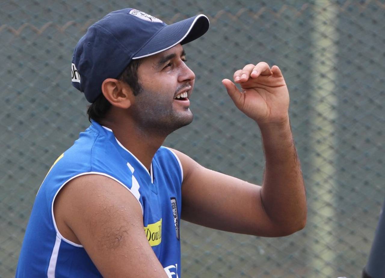 Parthiv Patel smiles during the practice session at YSR Stadium, IPL, Vishakhapatnam, April 8, 2012