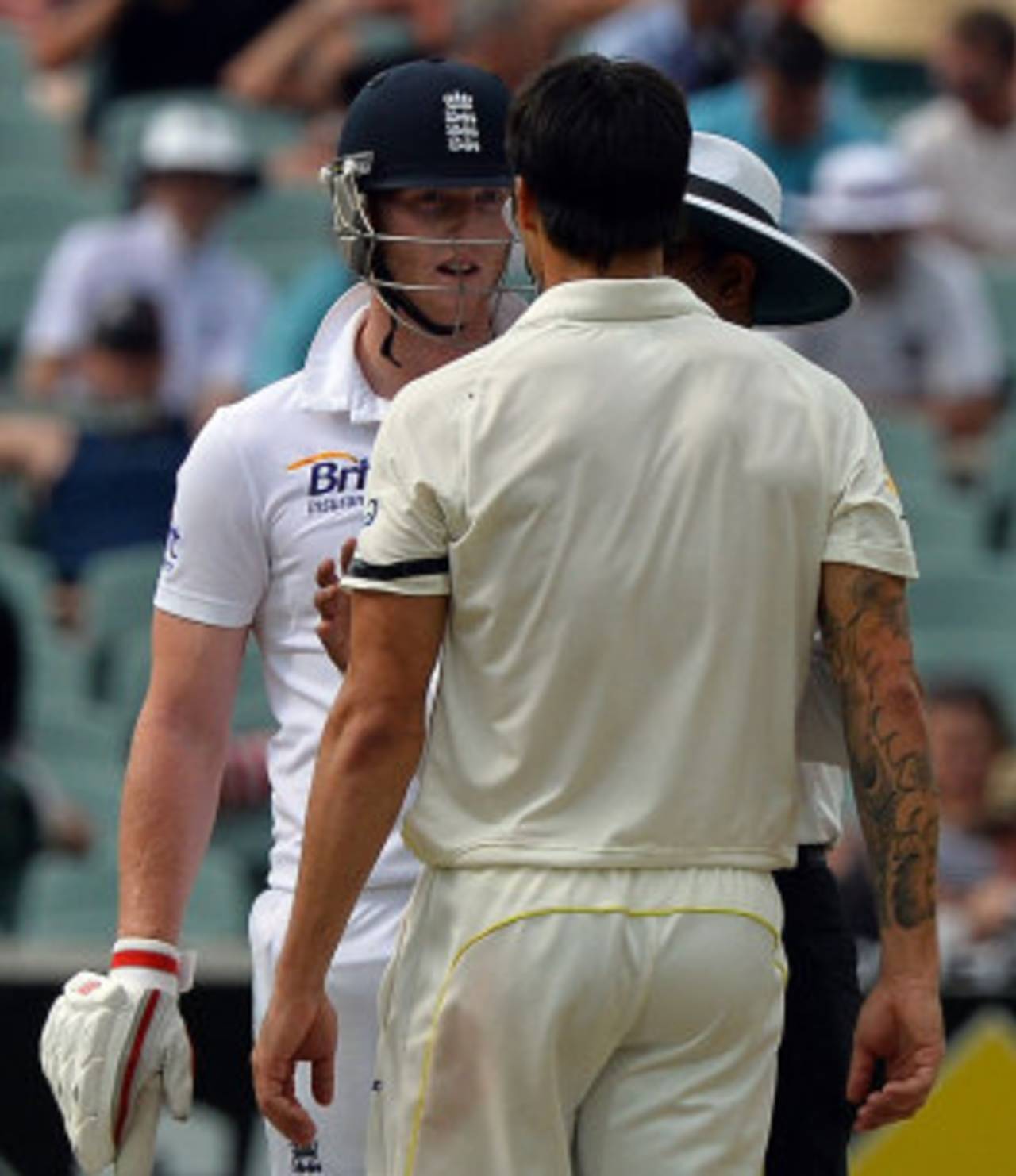 Ben Stokes and Mitchell Johnson had to be separated by the umpire, Australia v England, 2nd Test, Adelaide, 4th day, December 8, 2013