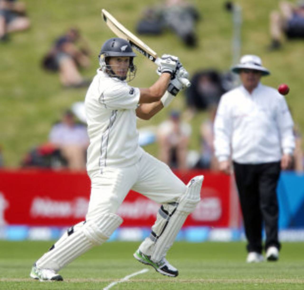 Ross Taylor powers the ball in front of point, New Zealand v West Indies, 2nd Test, Wellington, 1st day, December 11, 2013