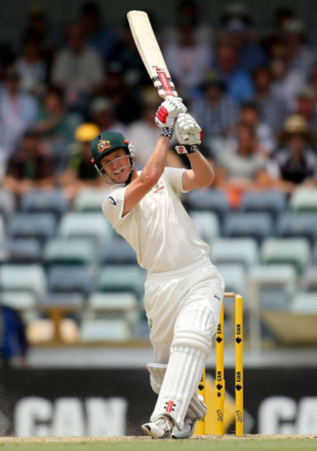 George Bailey hits a six straight down the ground, Australia v England, Test, Perth, 4th day, December 16, 2013