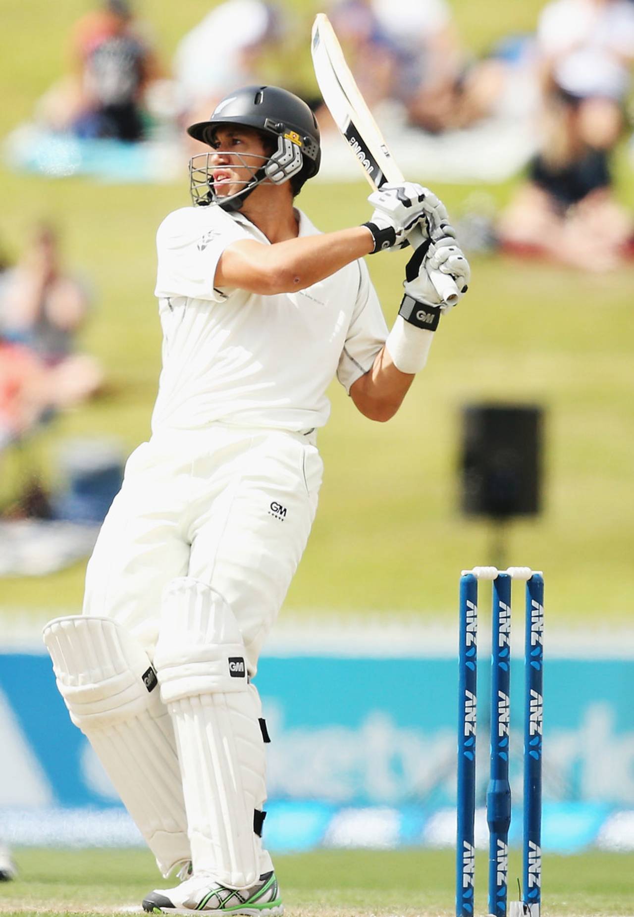 Ross Taylor admires his pull shot, New Zealand v West Indies, 3rd Test, Hamilton, 3rd day, December 21, 2013