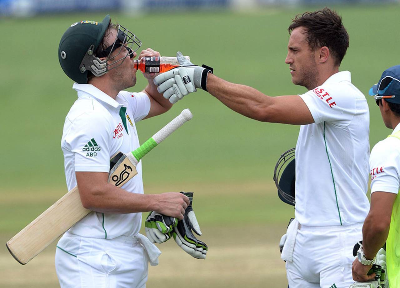 Faf du Plessis and AB de Villiers put South Africa on the cusp of a spectacular win, but circumstances convinced their team-mates to back off&nbsp;&nbsp;&bull;&nbsp;&nbsp;Getty Images