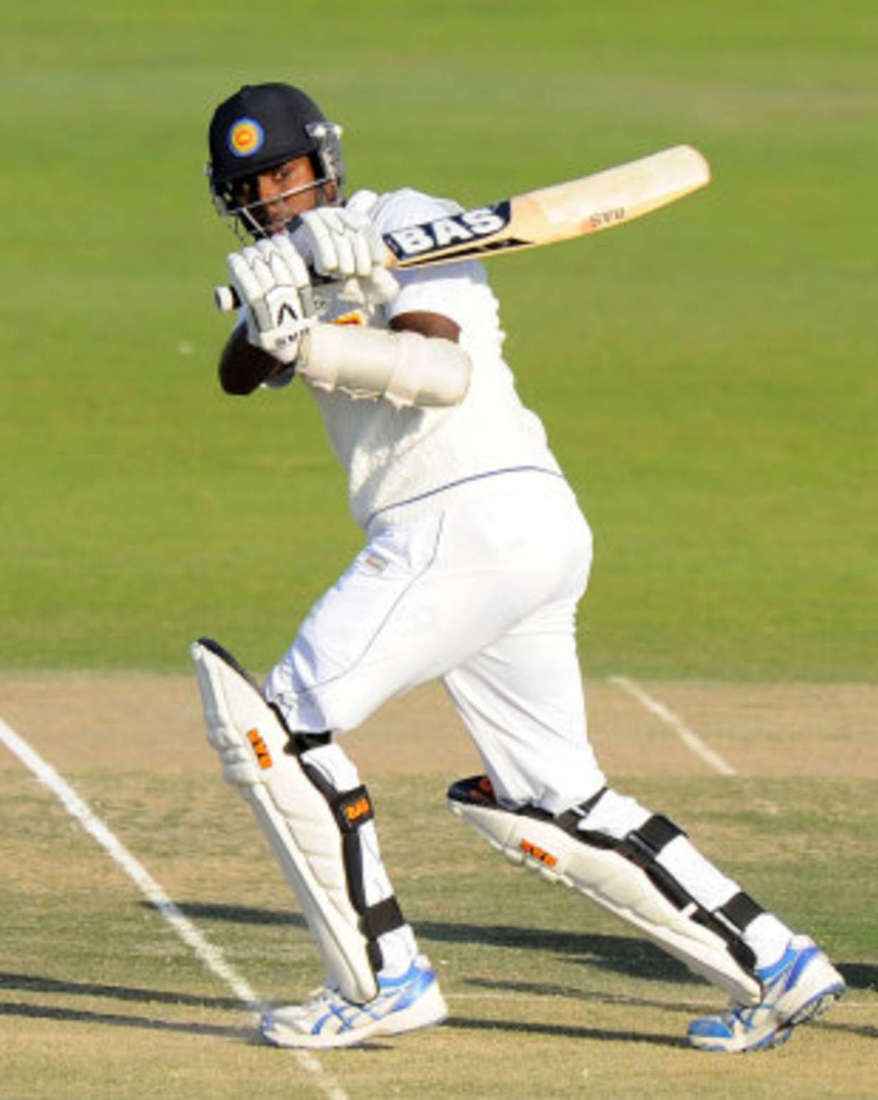 Angelo Mathews flicks to leg during his 91, Pakistan v Sri Lanka, 1st Test, Abu Dhabi, 1st day, December 31, 2013