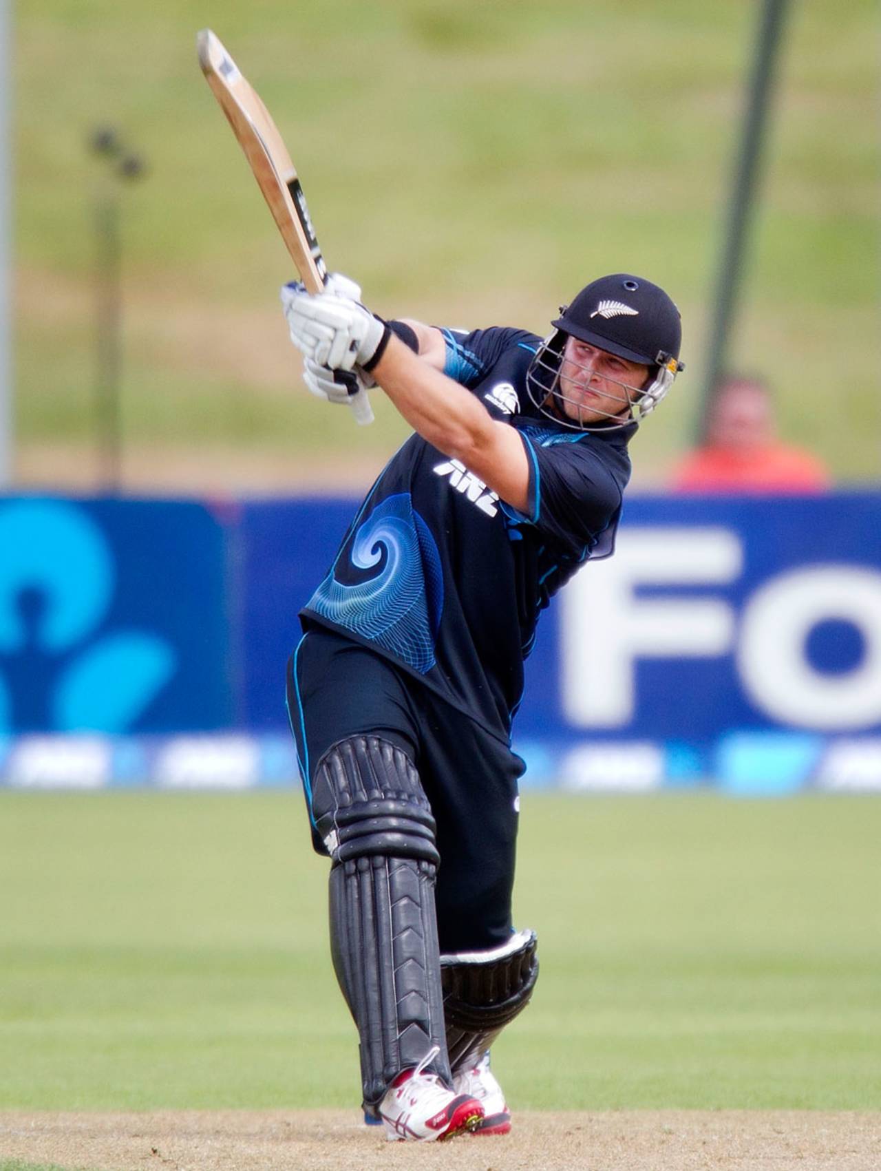 Corey Anderson smites the ball over the top, New Zealand v West Indies, 3rd ODI, Queenstown, January 1, 2014