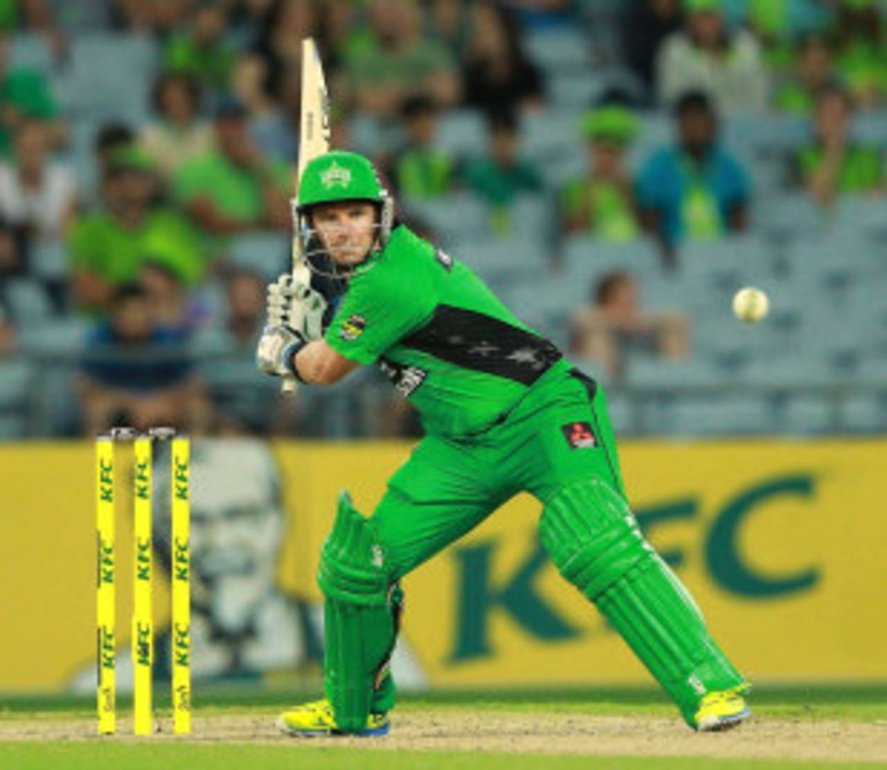 Brad Hodge lines up to play a shot during his innings of 64, Sydney Thunder v Melbourne Stars, Big Bash League 2013-14, Sydney, January 1, 2014