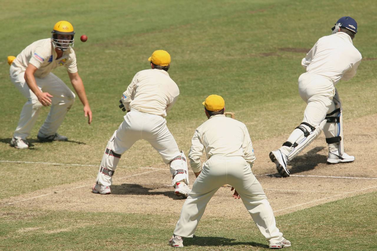 Stuart MacGill plays the ball down leg side, New South Wales v Western Australia, Pura Cup, 4th day, February 17, 2006