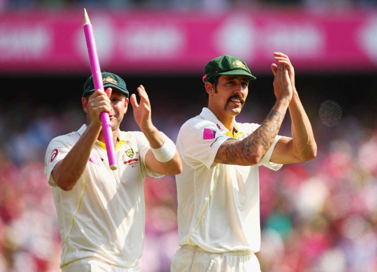 The destroyers: Ryan Harris and Mitchell Johnson, Australia v England, 5th Test, Sydney, 3rd day, January 5, 2014