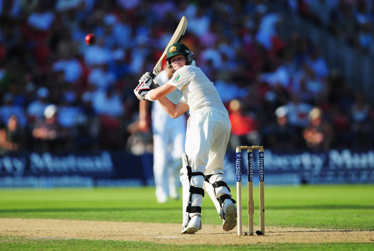 Steve Smith plays a leg glance, England v Australia, 3rd Investec Test, Old Trafford, 1st day, August 1, 2013