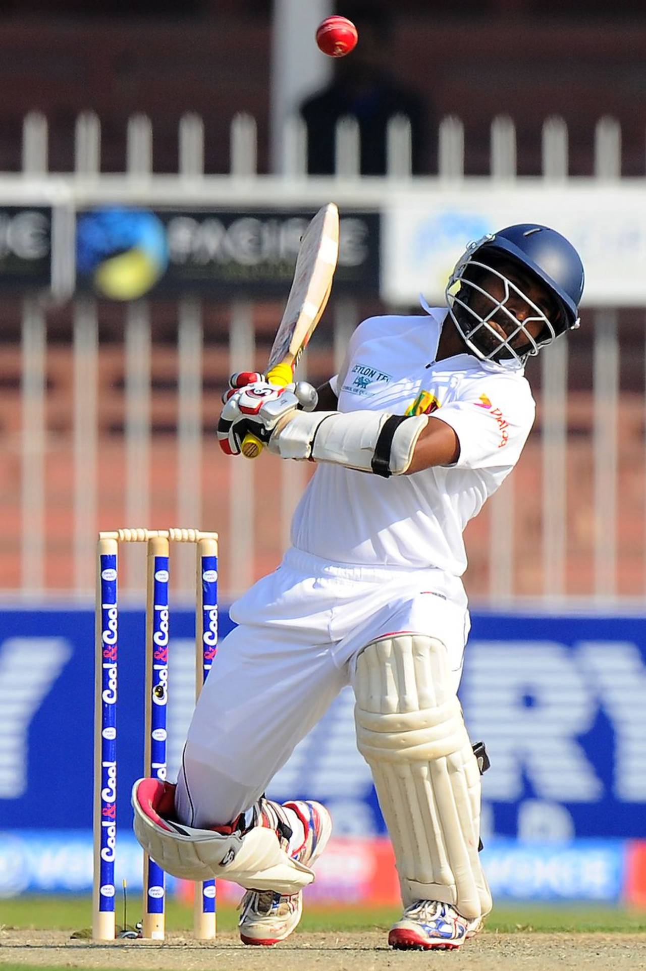 Kaushal Silva avoids a short ball, Pakistan v Sri Lanka, 3rd Test, Sharjah, 1st day, January 16, 2014