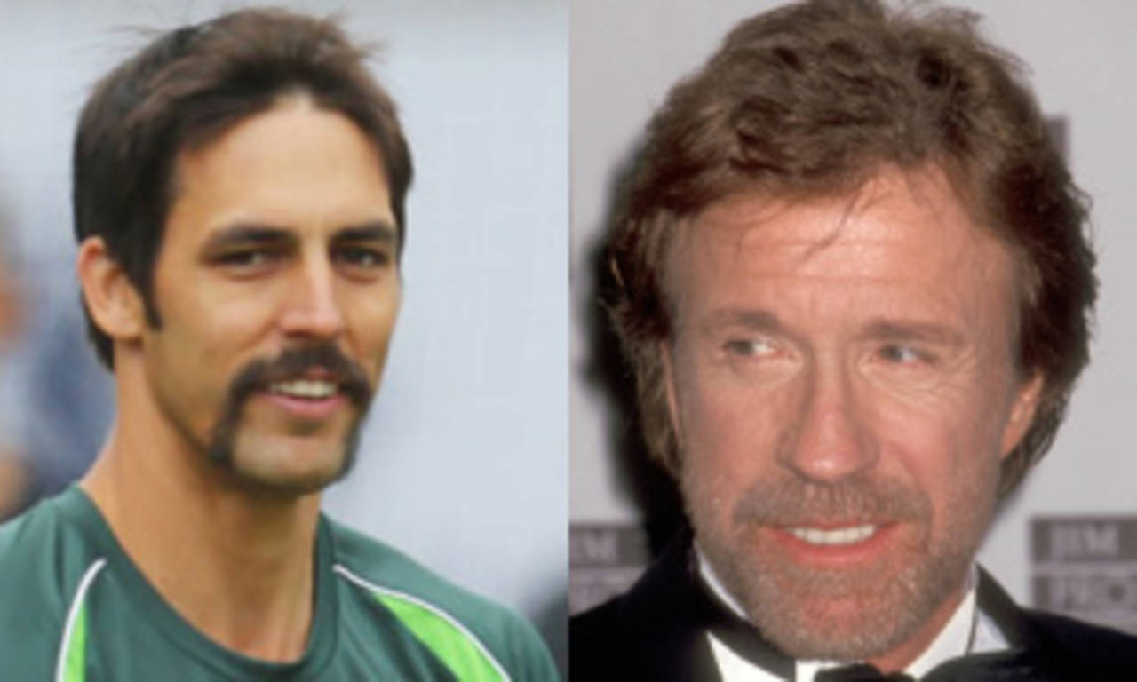 Composite: Mitchell Johnson and Chuck Norris