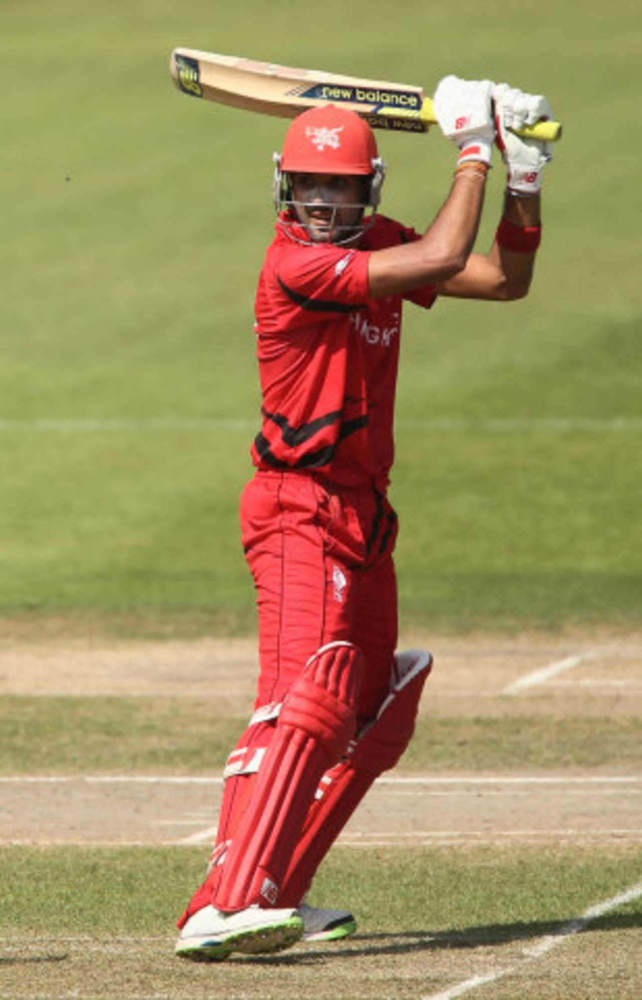 Waqas Barkat plays a cut off the back foot, Hong Kong v Nepal, ICC World Cup 2015 Qualifier, Group A, Rangiora, January 19, 2014