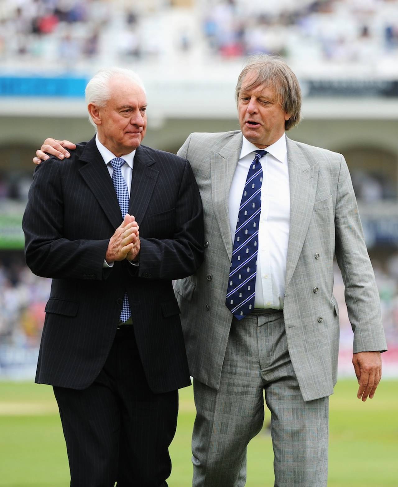 Cricket Australia chairman Wally Edwards with ECB chairman Giles Clarke, first Test, England v Australia, Nottingham, July 10, 2013