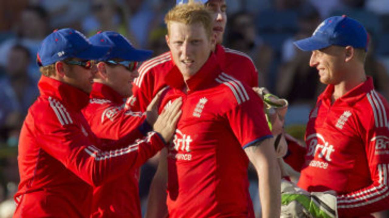 Ben Stokes finished with 4 for 38 from his nine overs, Australia v England, 4th ODI, Perth, January 24, 2014