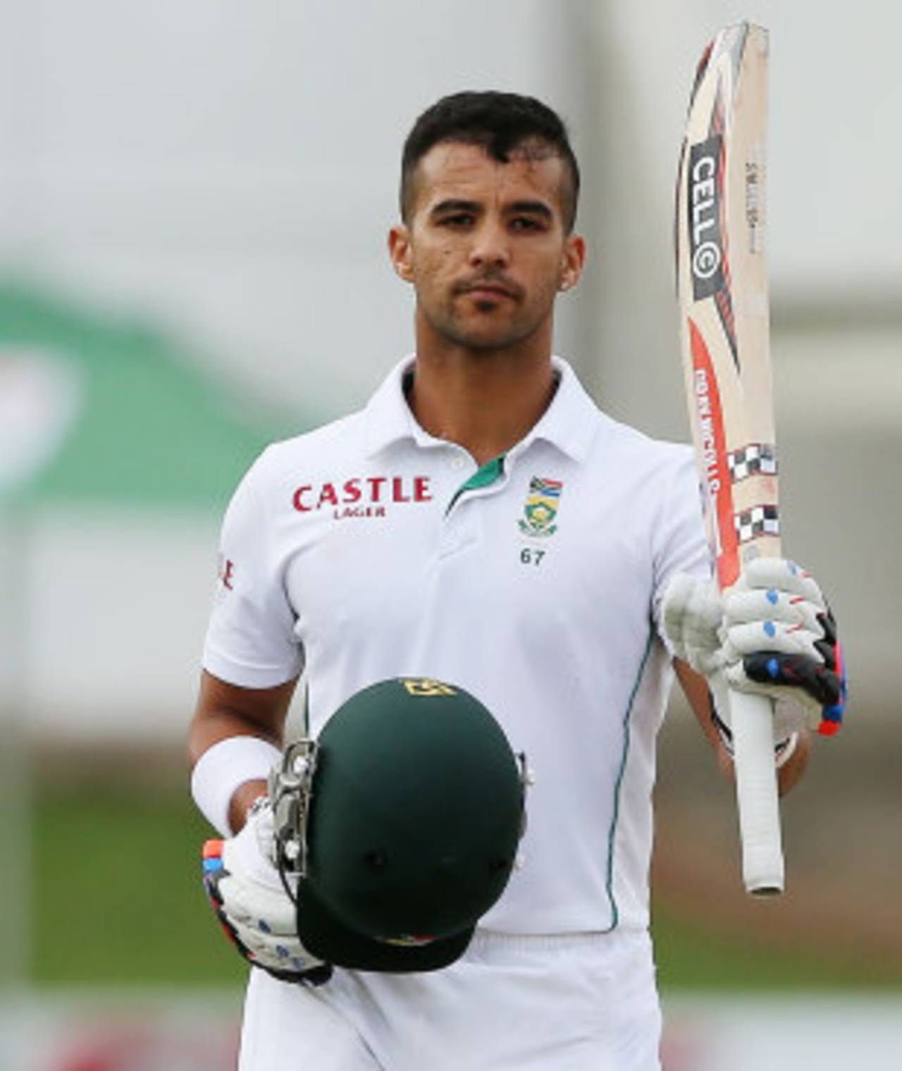 JP Duminy raises his bat to the crowd after reaching his century, South Africa v Australia, 2nd Test, Port Elizabeth, 2nd day, February 21, 2014