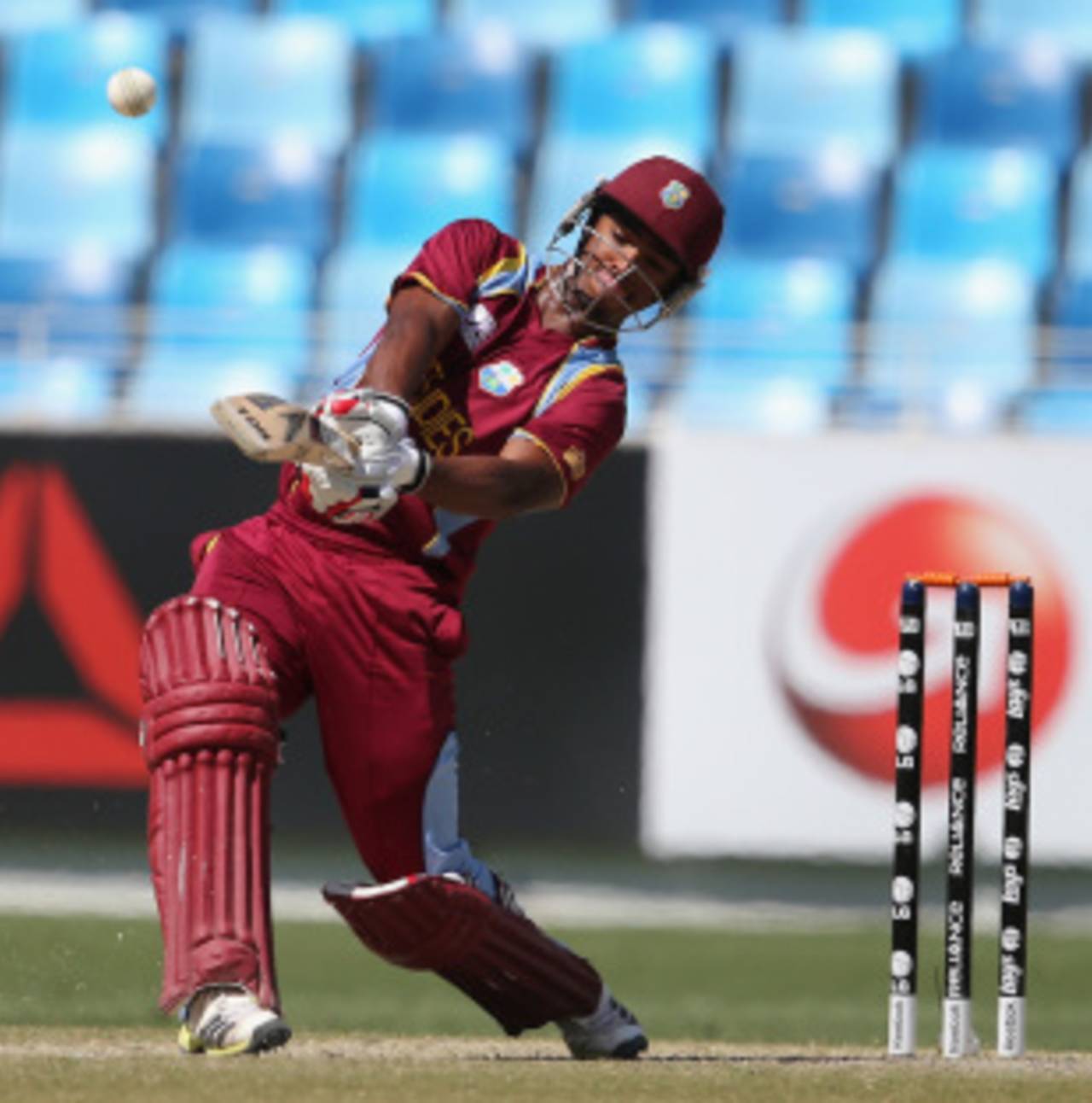 Nicolas Pooran hit six sixes in his innings, Australia v West Indies, Under-19 World Cup 2014, quarter-final, Dubai, February 23, 2014