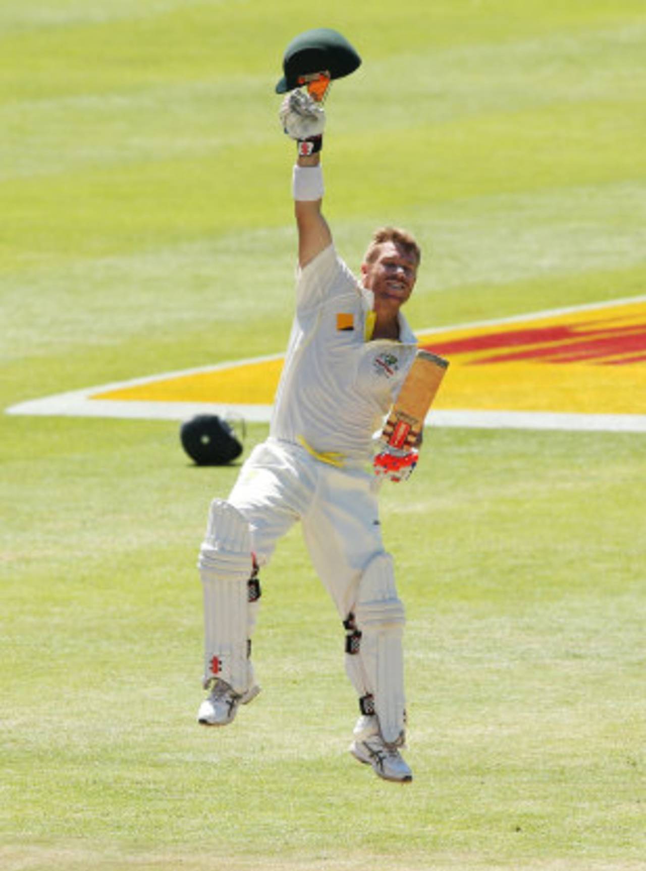 David Warner celebrates his century in trademark style, South Africa v Australia, 3rd Test, Cape Town, 4th day, March 4, 2014