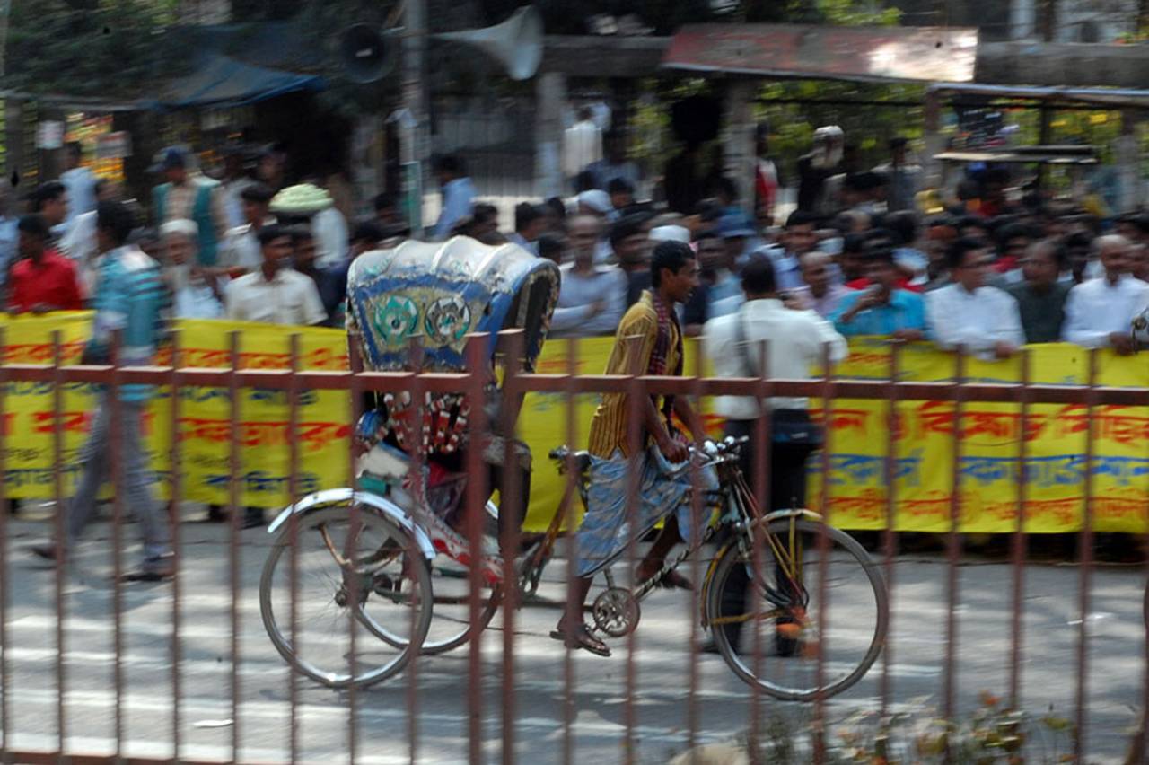 Hawkers protest outside the Dhaka Press Club, Dhaka