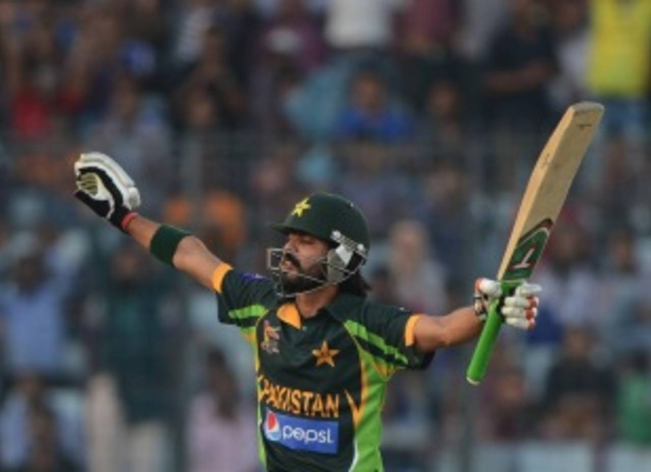 A blissful Fawad Alam after his maiden ODI hundred, Pakistan v Sri Lanka, Asia Cup final, Mirpur, March 8, 2014
