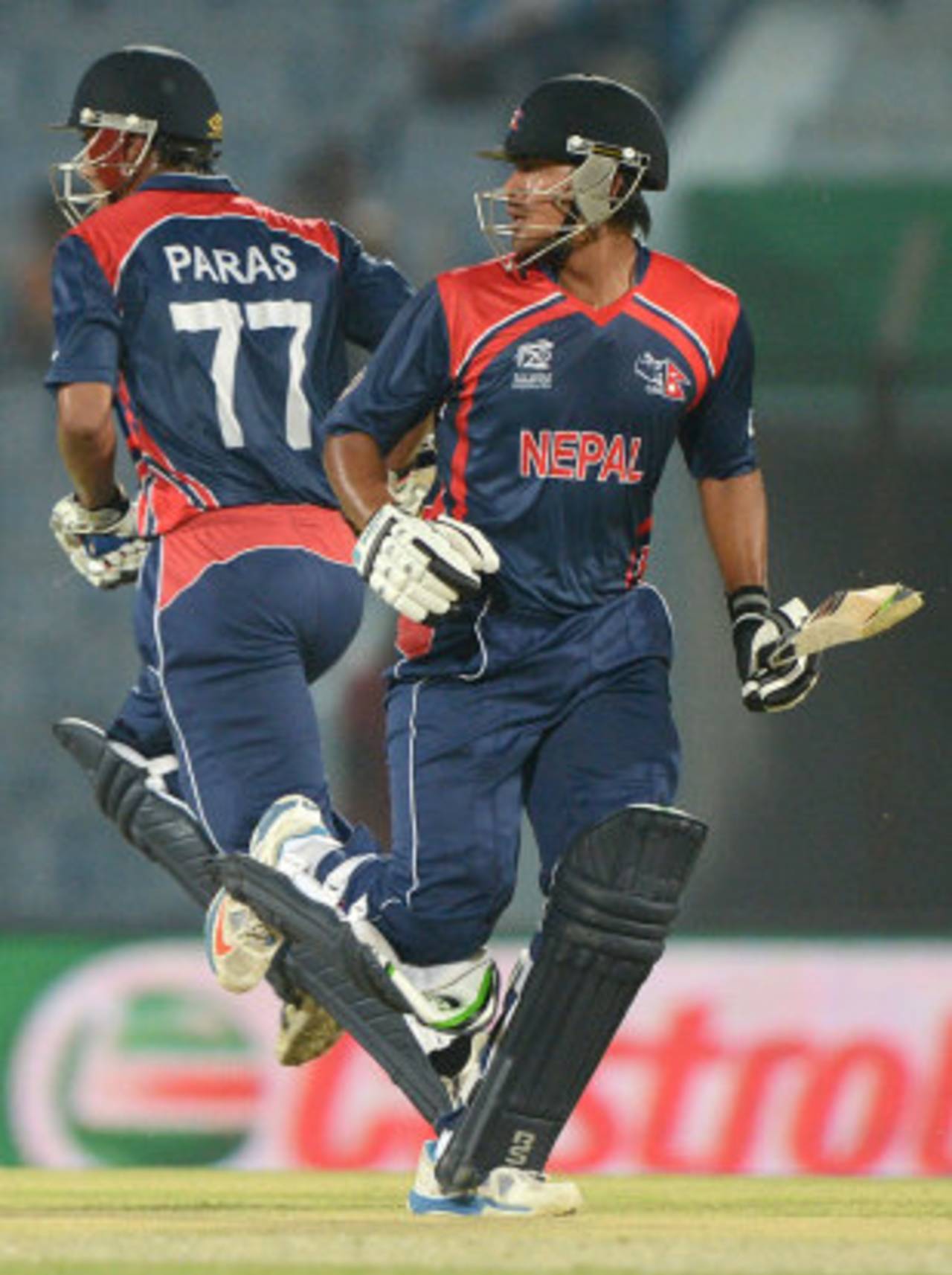 Paras Khadka and Gyanendra Malla added 80 for the third wicket, Hong Kong v Nepal, World T20, Qualifying Group A, Chittagong, March 16, 2014