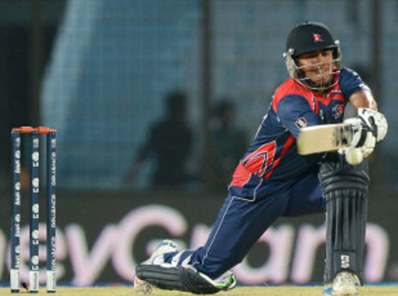 Gyanendra Malla top-scored for Nepal with 48, forming the key partnership with his captain&nbsp;&nbsp;&bull;&nbsp;&nbsp;AFP