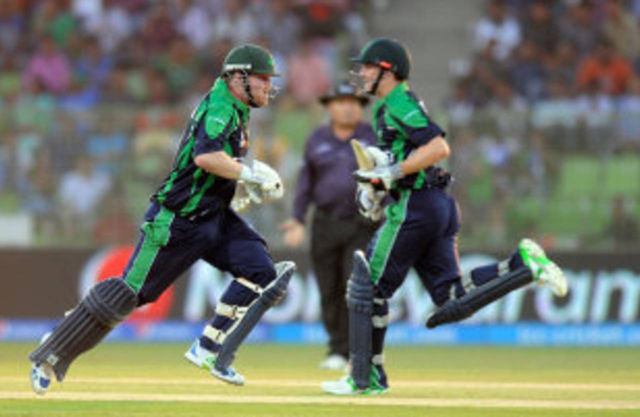 Paul Stirling and William Porterfield put on 80 for Ireland, Ireland v Zimbabwe, World T20, First Round Group B, March 17, 2014