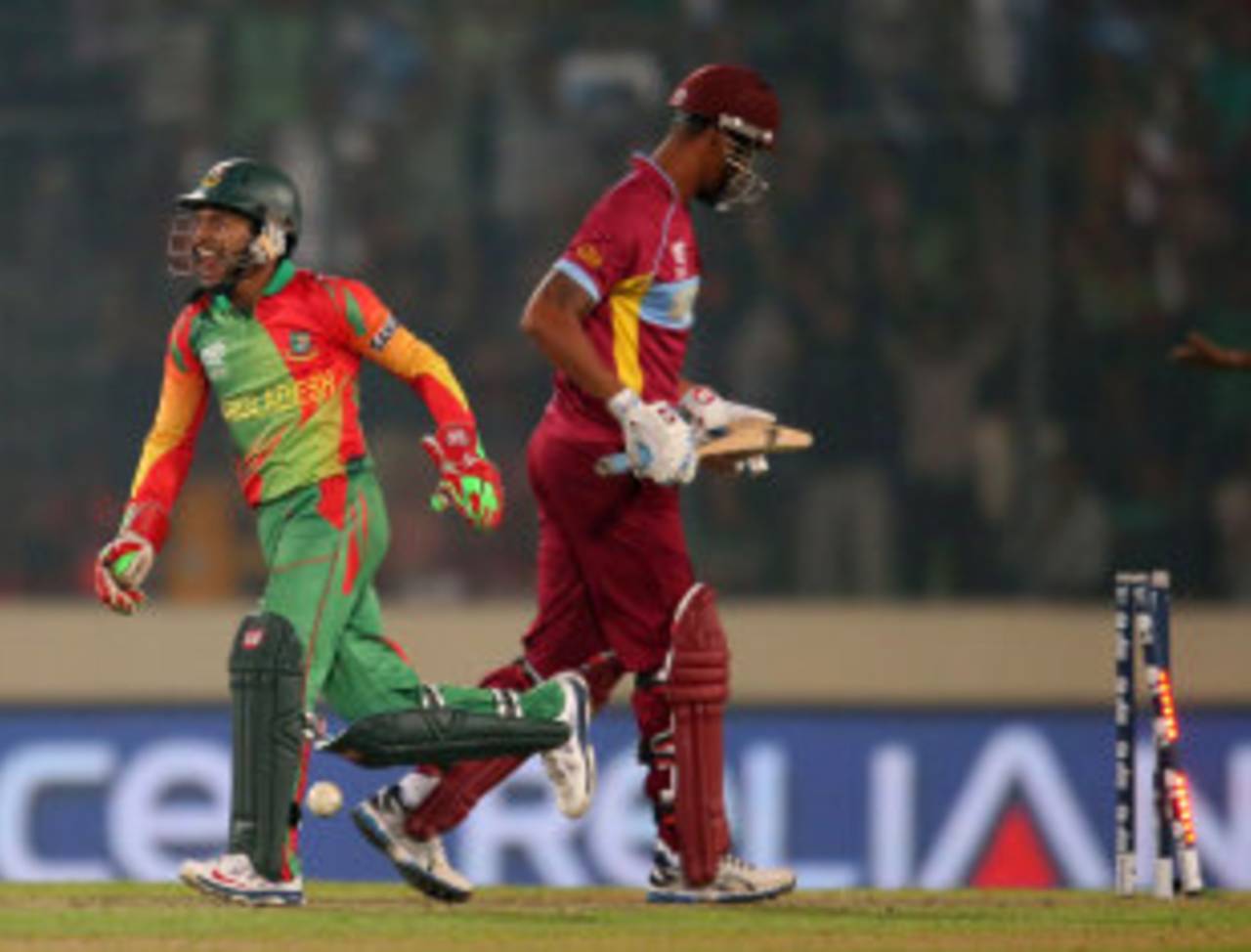 Mushfiqur Rahim stumped Lendl Simmons off a wide, Bangladesh v West Indies, World T20, Group 2, Mirpur, March 25, 2014