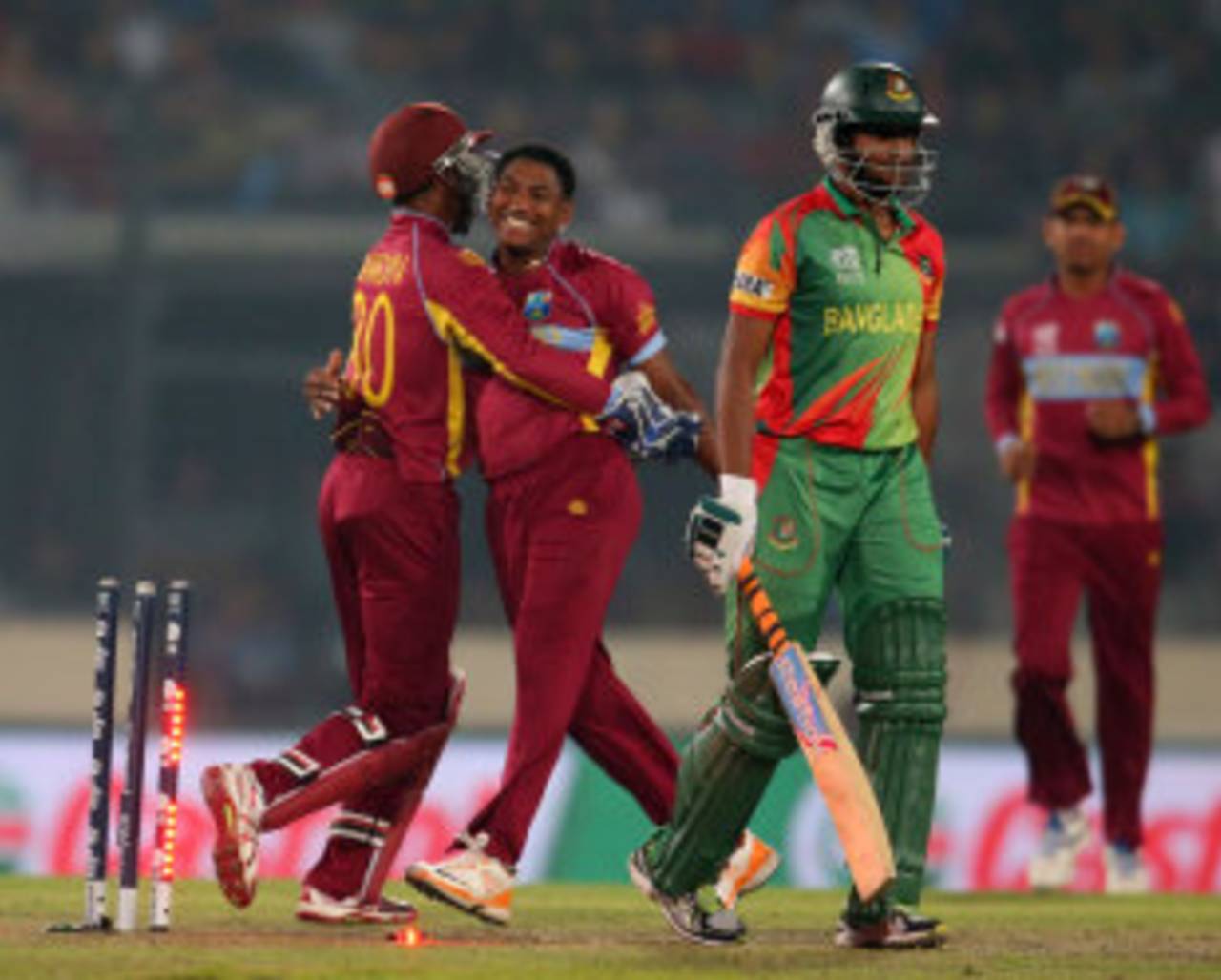 Krishmar Santokie's slower ball has deceived a number of batsmen, including Bangladesh's Shakib Al Hasan&nbsp;&nbsp;&bull;&nbsp;&nbsp;Getty Images