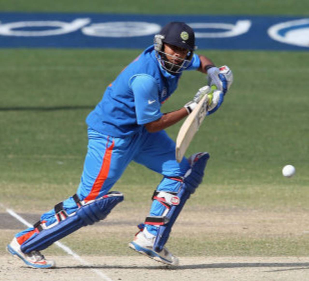 Ricky Bhui guides the ball to the off side, England v India, Under-19 World Cup, quarterfinal, Dubai, February 22, 2014