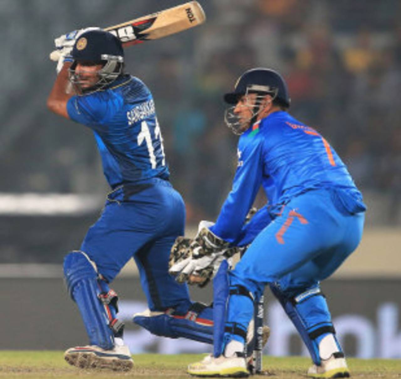 Kumar Sangakkara slaps to the off side, India v Sri Lanka, final, World T20, Mirpur, April 6, 2014
