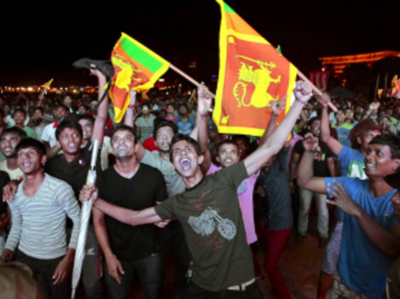 Fans celebrate on the streets of Colombo&nbsp;&nbsp;&bull;&nbsp;&nbsp;Associated Press