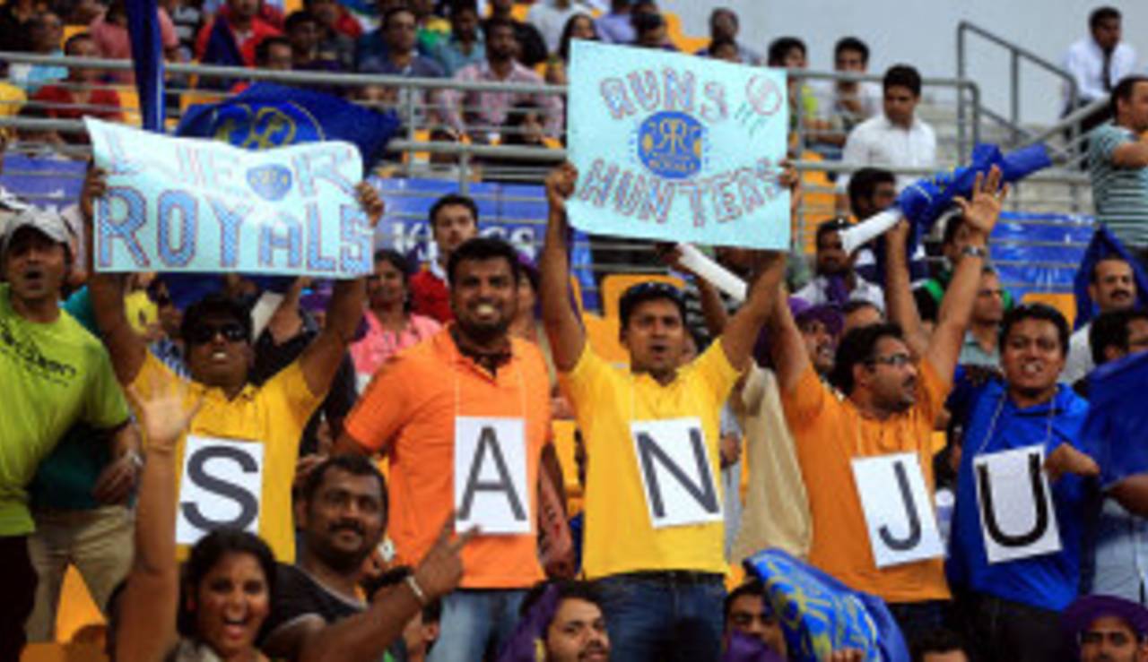 Sanju Samson had his own set of fans in Abu Dhabi, Kolkata Knight Riders v Rajasthan Royals, IPL, Abu Dhabi, April 29, 2014