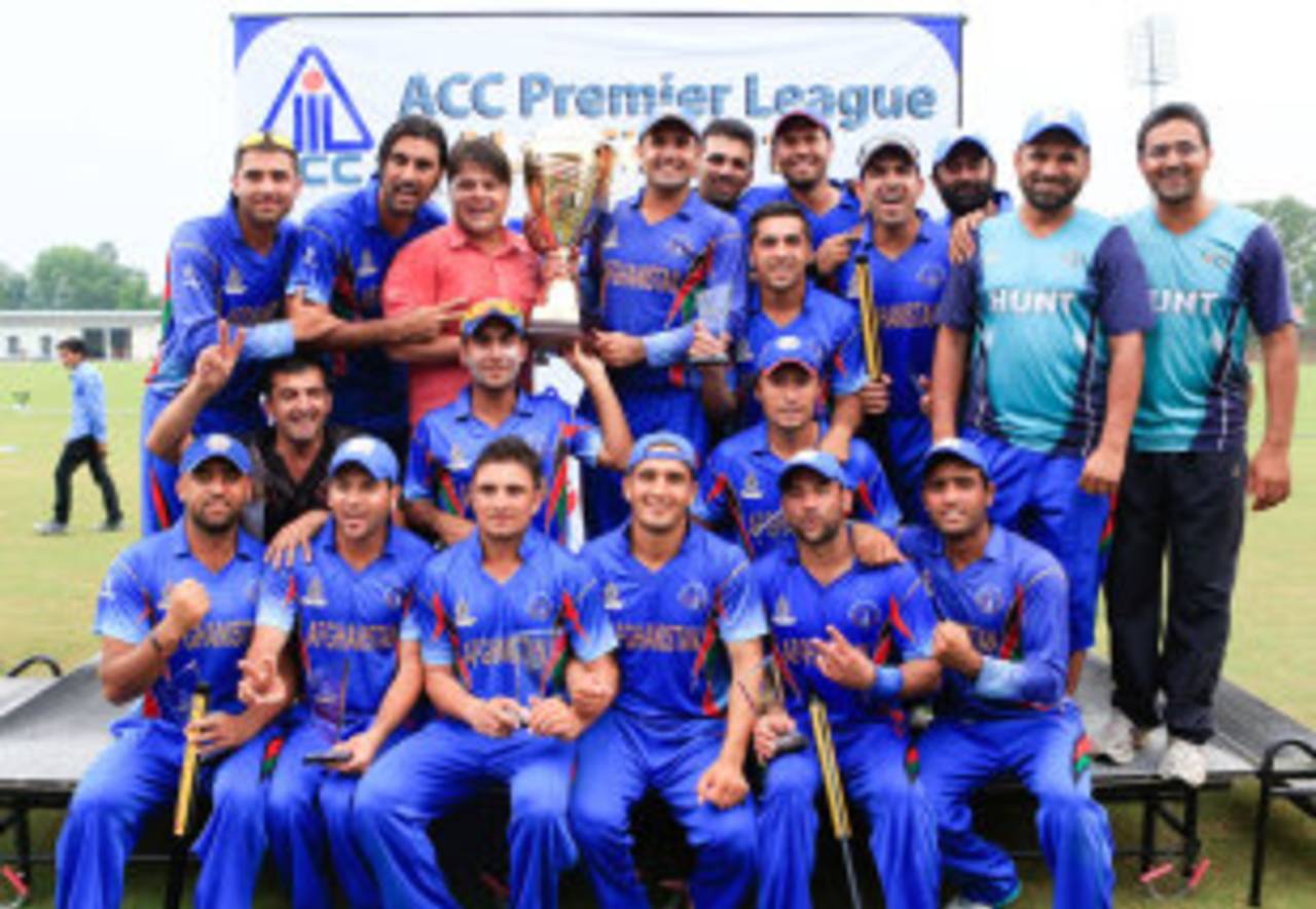 The Afghanistan team celebrate their win, Afghanistan v Nepal, ACC Premier League 2014, Kuala Lumpur, May 7, 2014