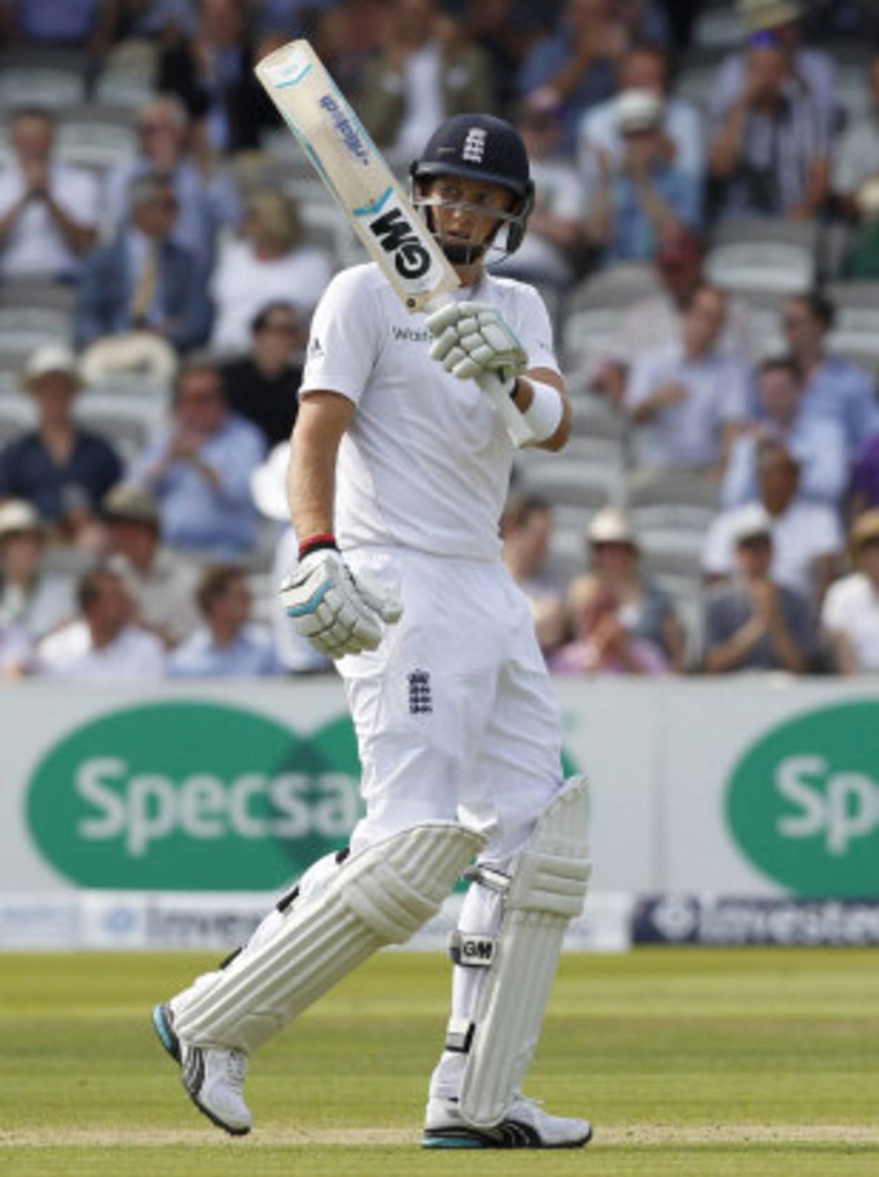 Joe Root raises his bat after reaching fifty, England v Sri Lanka, 1st Investec Test, Lord's, 1st day, June 12, 2014