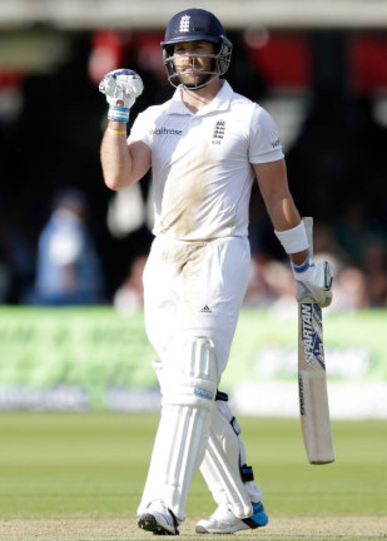 Matt Prior showed relief and delight on reaching fifty, England v Sri Lanka, 1st Investec Test, Lord's, 1st day, June 12, 2014