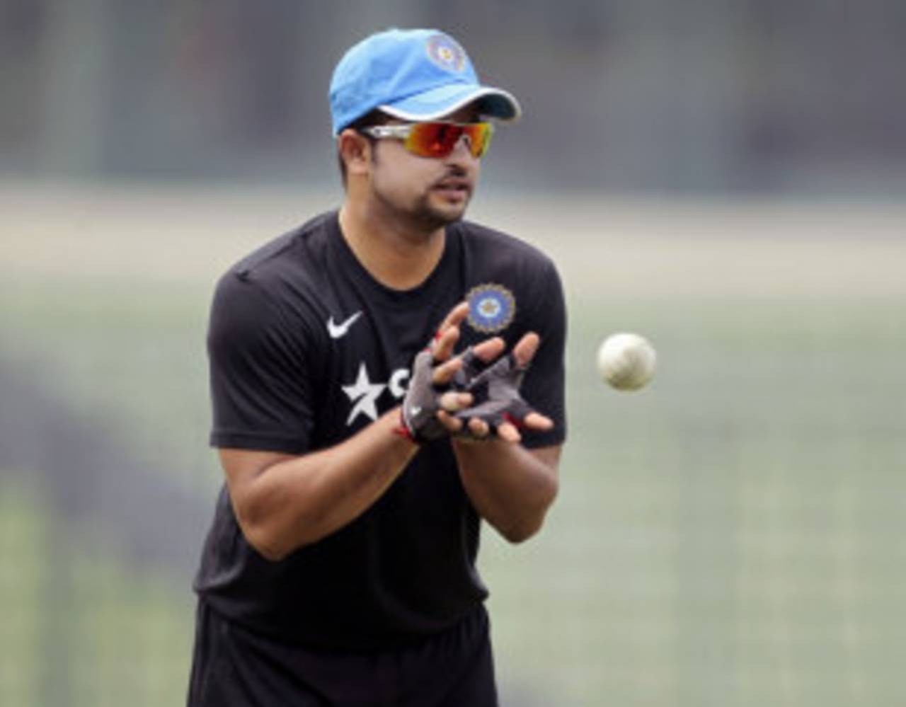 Catching practice for Suresh Raina ahead of the first ODI against Bangladesh, Mirpur, June 14, 2014