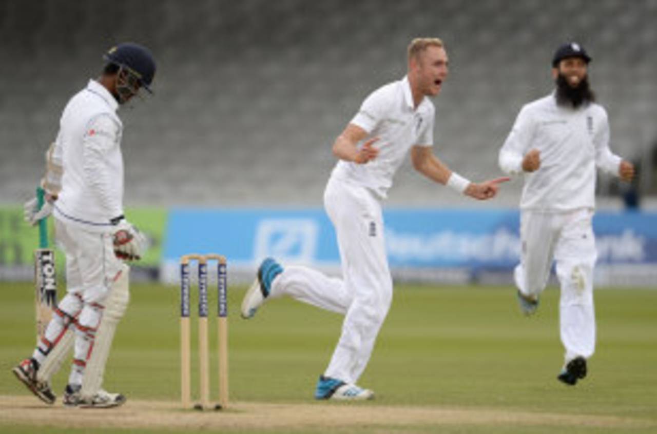 Stuart Broad trapped Nuwan Kulasekara lbw, England v Sri Lanka, 1st Investec Test, Lord's, 5th day, June 16, 2014