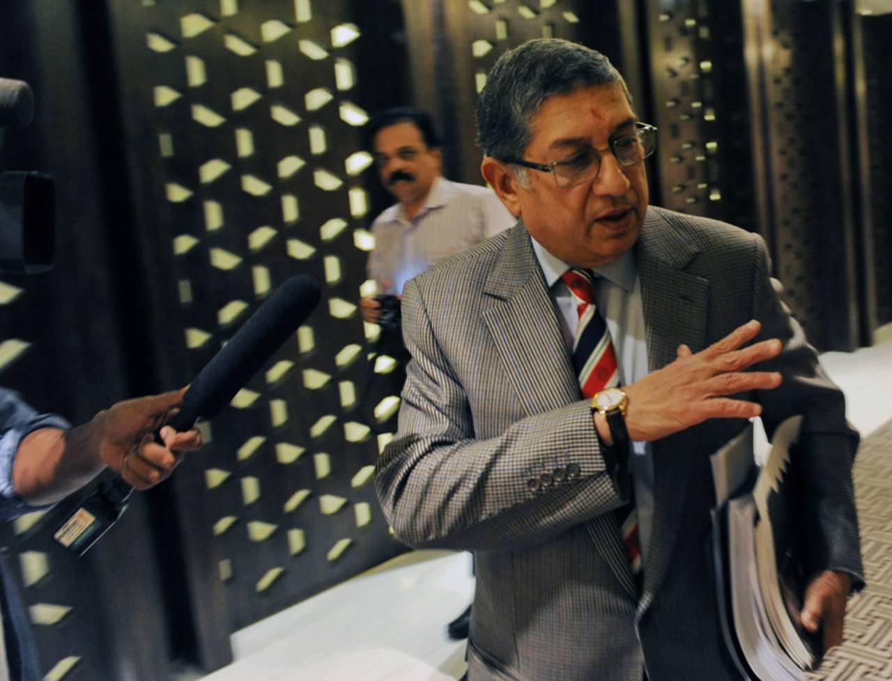 N Srinivasan at an ICC board meeting, Singapore, February 8, 2014